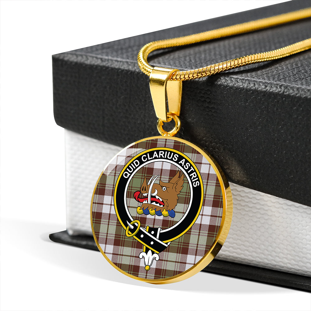 Baillie Dress Weathered Tartan Crest Circle Necklace