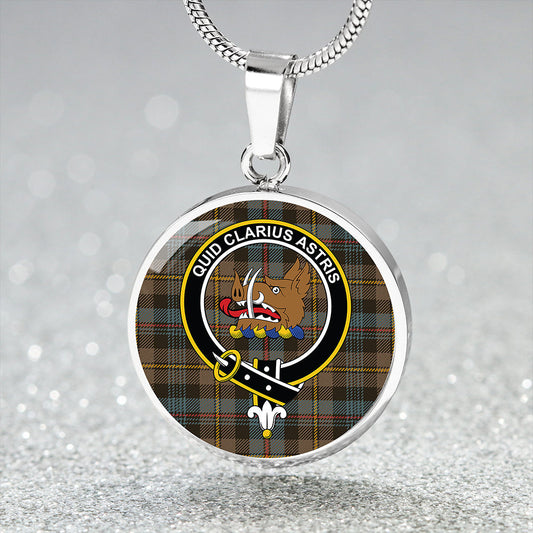 Baillie Weathered Tartan Crest Circle Necklace