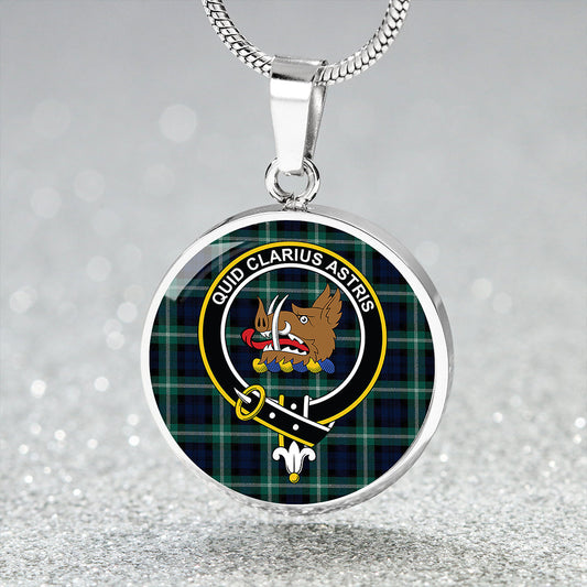 Baillie of Polkemmet Modern Tartan Crest Circle Necklace