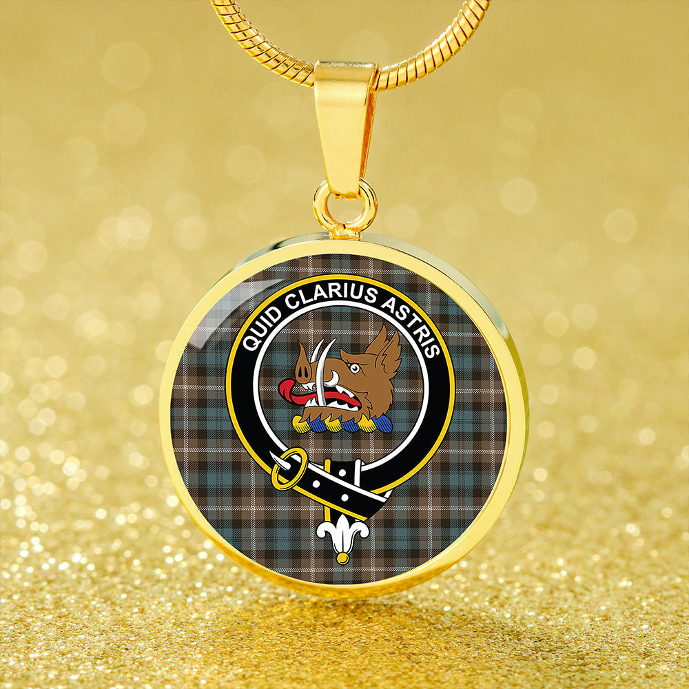 Baillie of Polkemmet Weathered Tartan Crest Circle Necklace