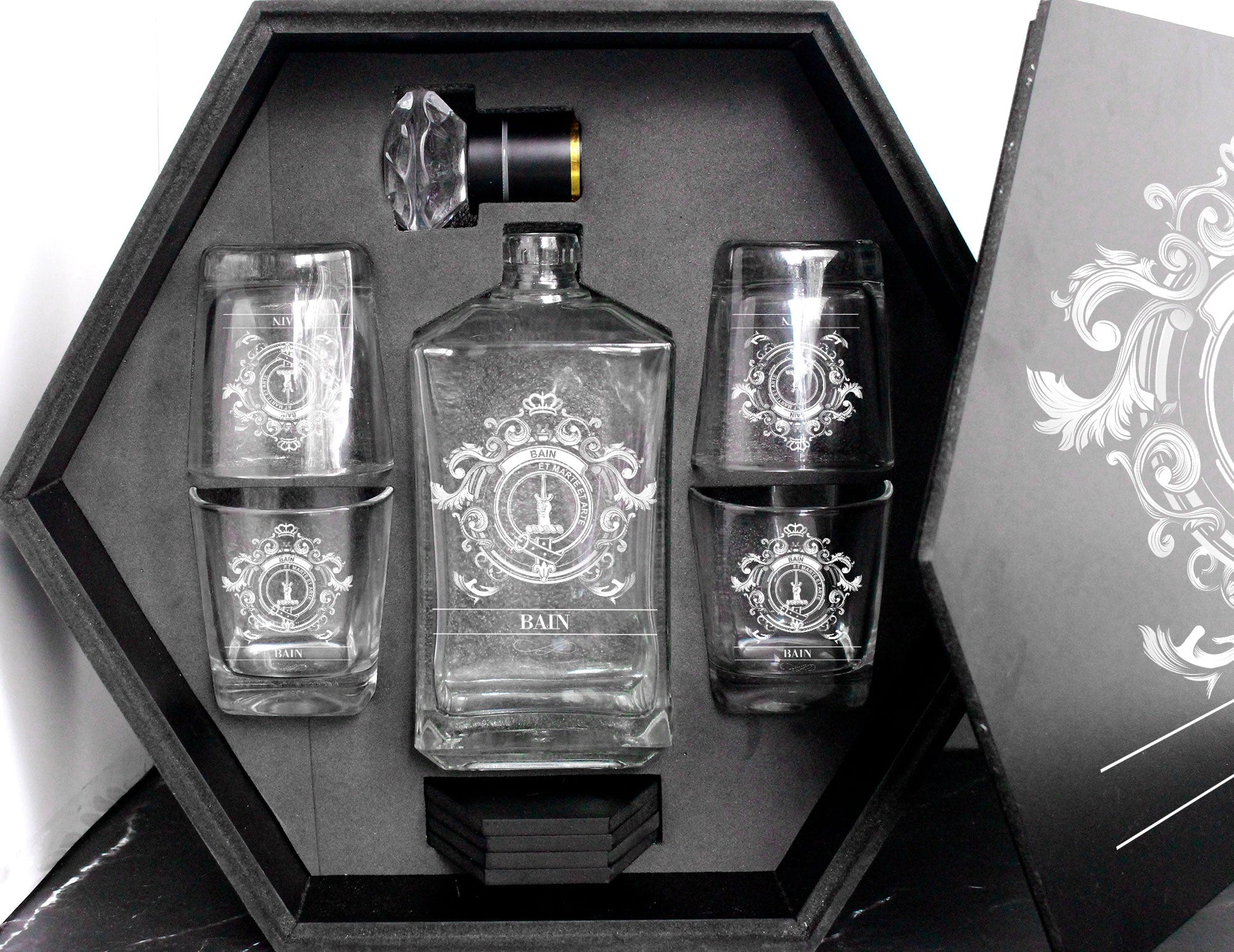 Bain Tartan Clan Decanter Set