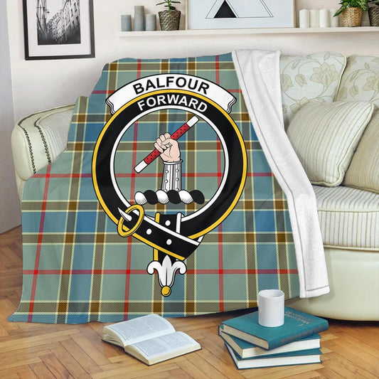Balfour Blue Tartan Crest Premium Blanket