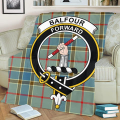 Balfour Blue Tartan Crest Premium Blanket