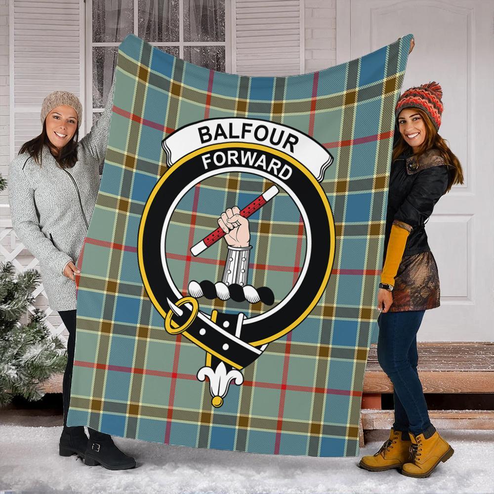 Balfour Blue Tartan Crest Premium Blanket