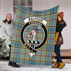 Balfour Blue Tartan Crest Premium Blanket