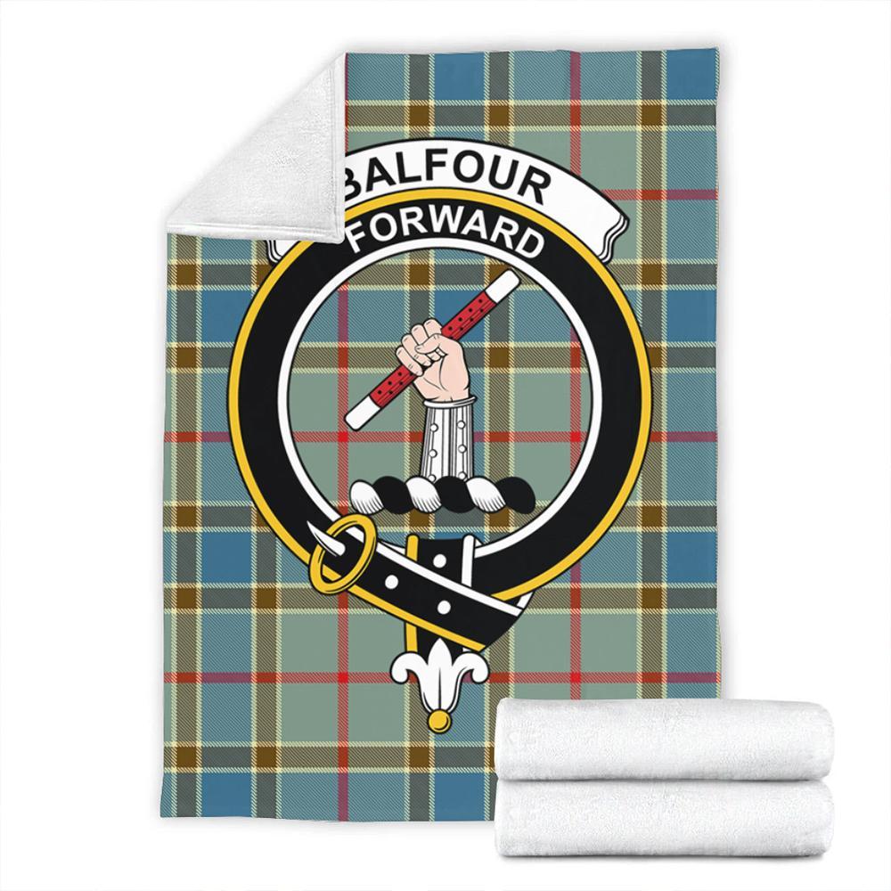 Balfour Blue Tartan Crest Premium Blanket