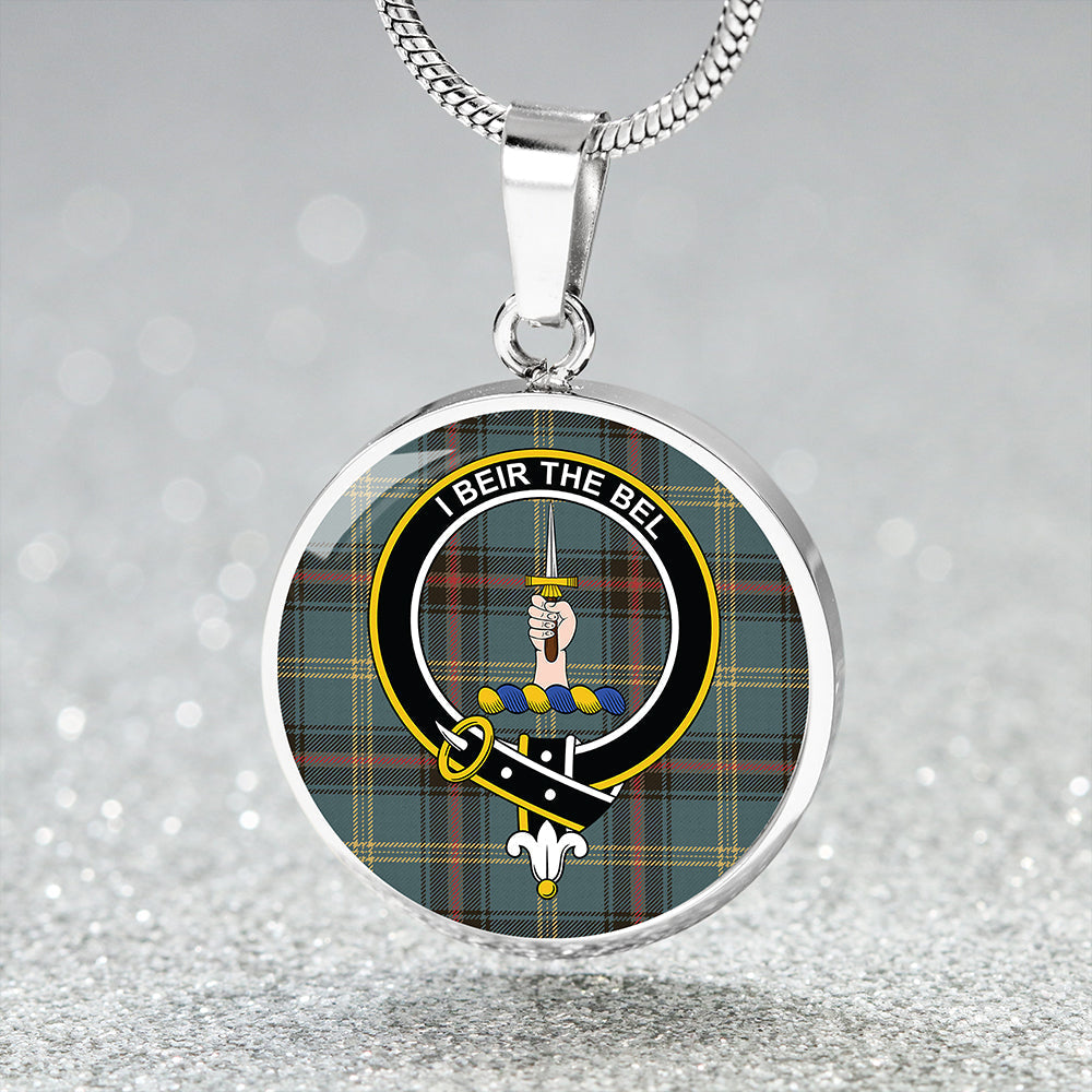 Bell of the Borders Weathered Tartan Crest Circle Necklace