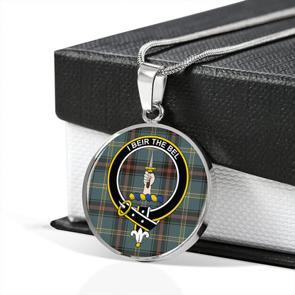 Bell of the Borders Weathered Tartan Crest Circle Necklace