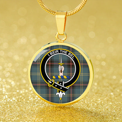 Bell of the Borders Weathered Tartan Crest Circle Necklace