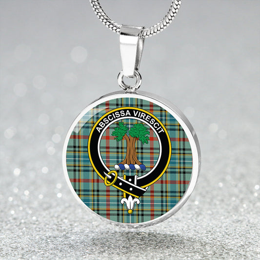 Bisset Ancient Tartan Crest Circle Necklace