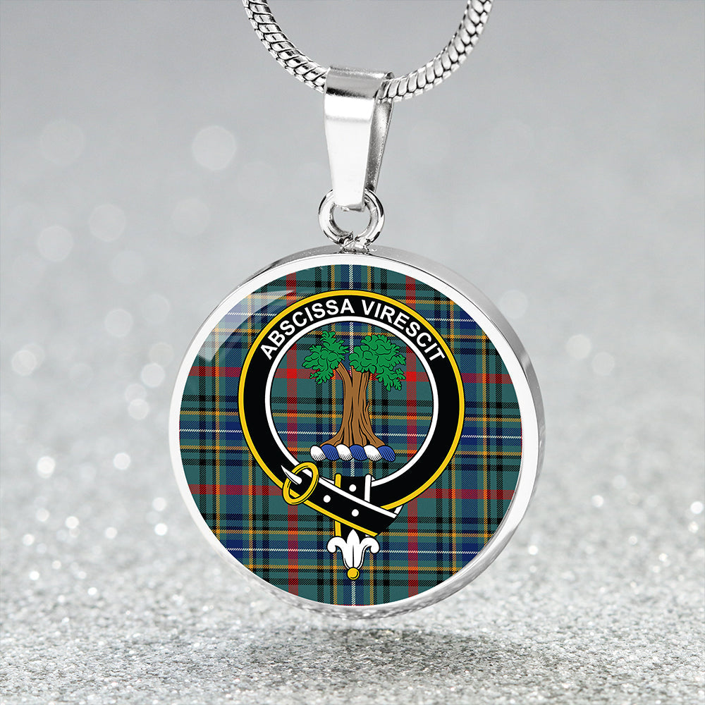 Bisset Modern Tartan Crest Circle Necklace