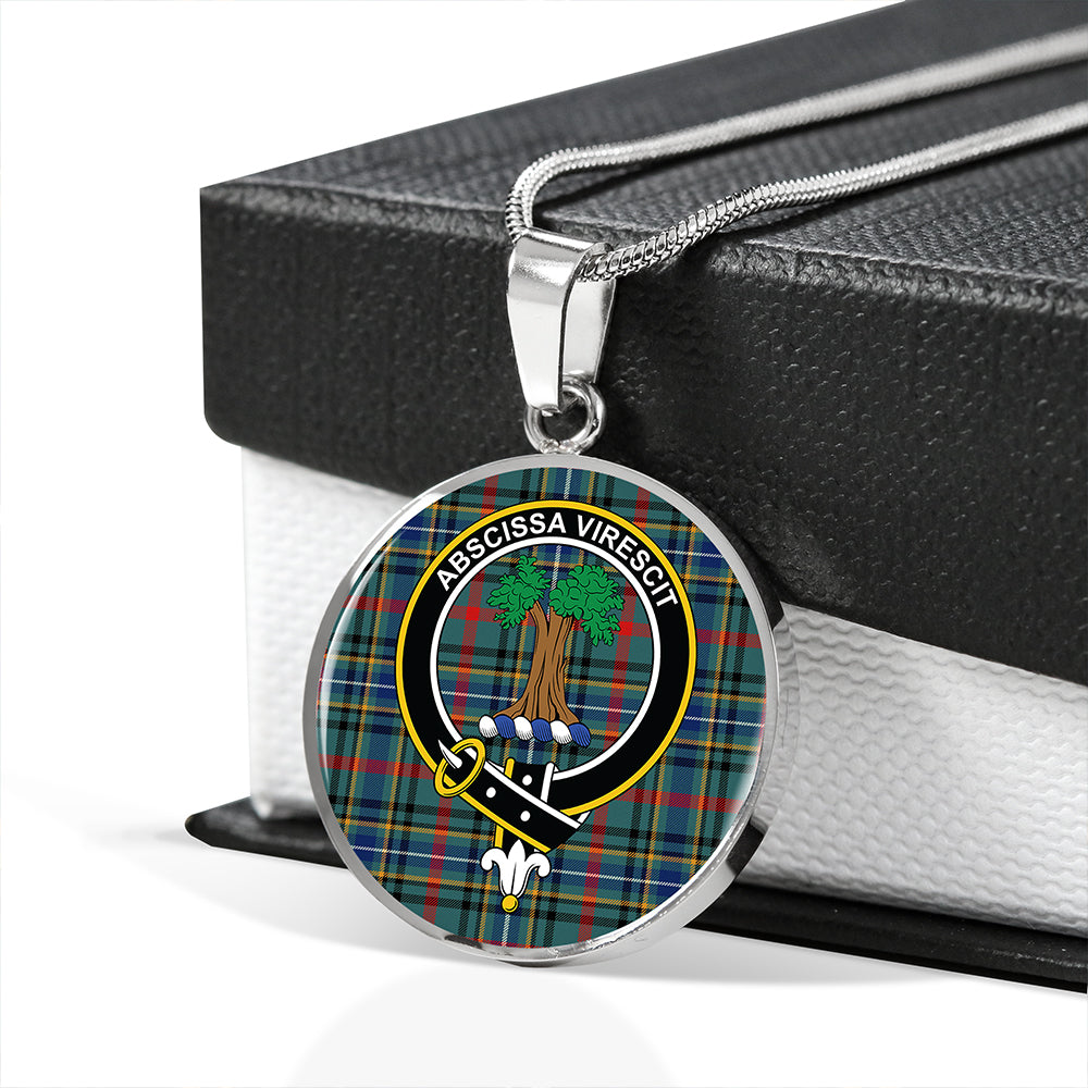 Bisset Modern Tartan Crest Circle Necklace