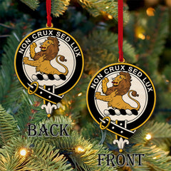 Black Tartan Crest Wood Acrylic Ornament