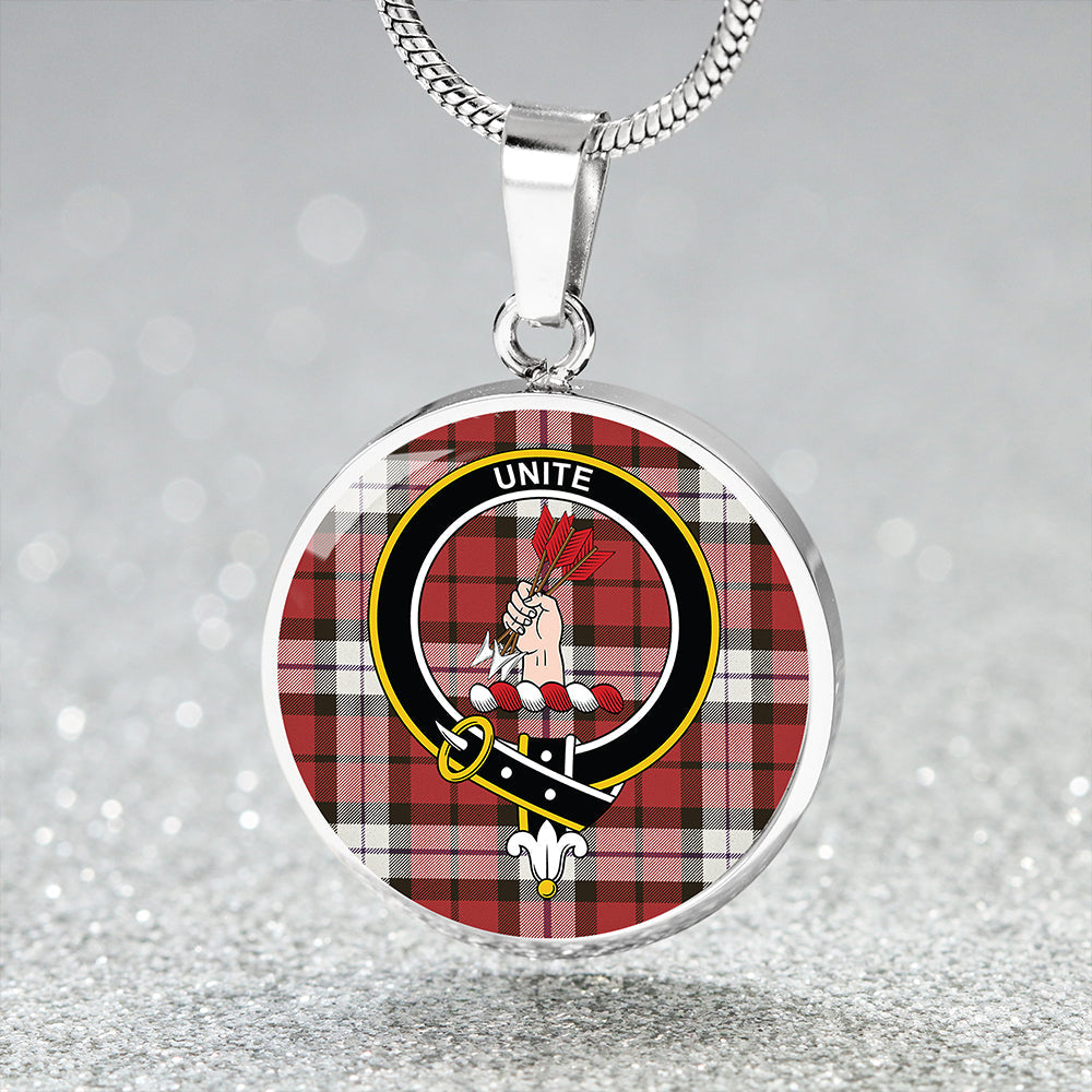 Brodie Dress Weathered Tartan Crest Circle Necklace