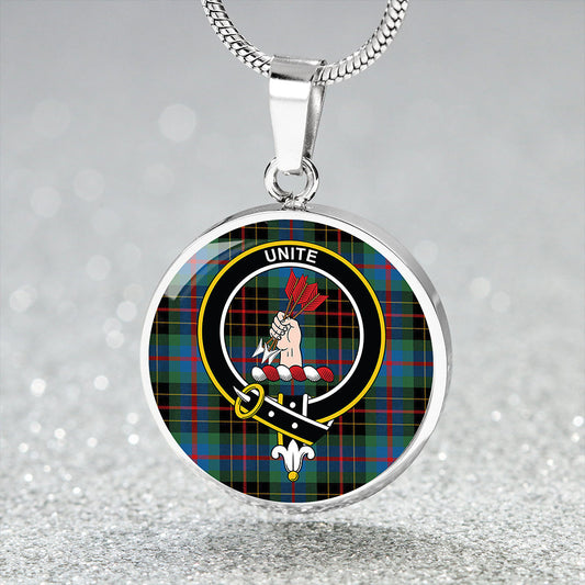 Brodie Hunting Modern Tartan Crest Circle Necklace