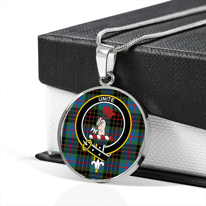 Brodie Hunting Modern Tartan Crest Circle Necklace