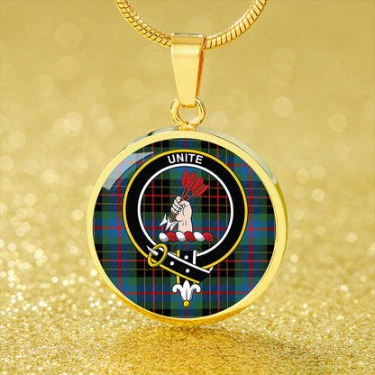 Brodie Hunting Modern Tartan Crest Circle Necklace