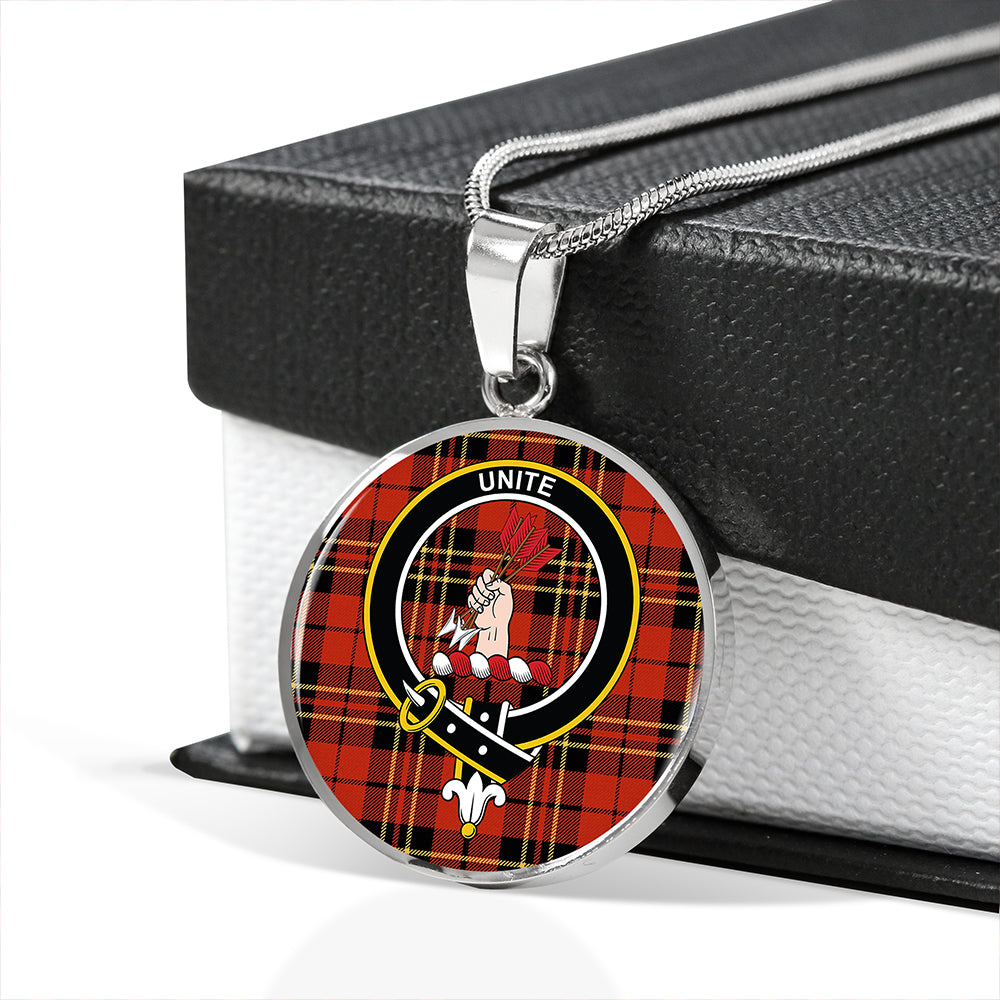 Brodie Red Ancient Tartan Crest Circle Necklace