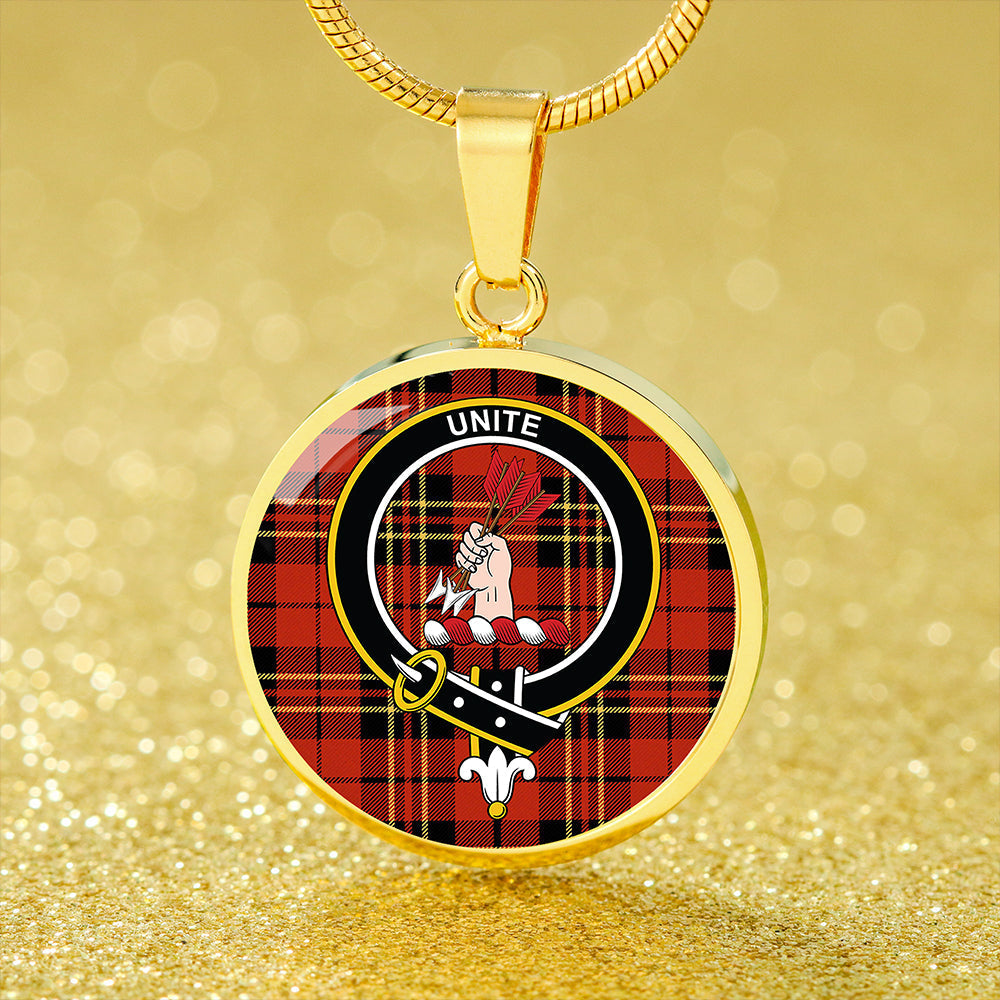 Brodie Red Ancient Tartan Crest Circle Necklace