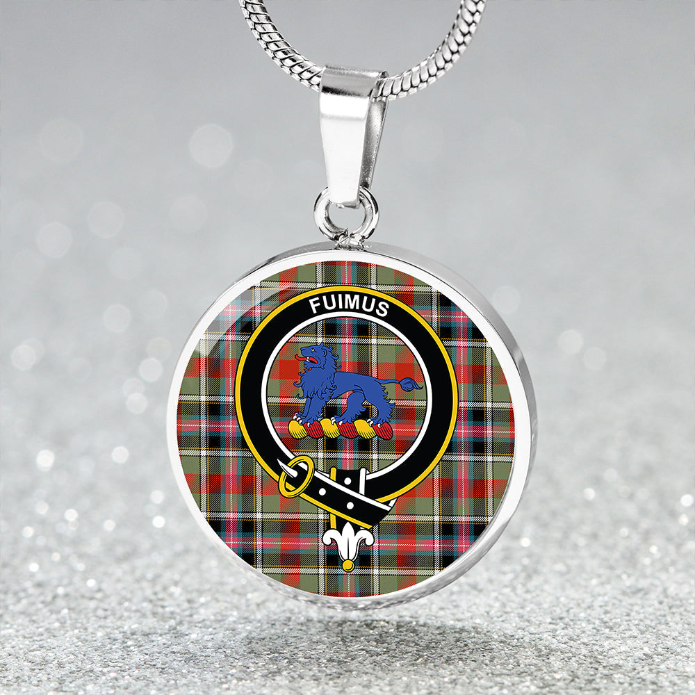 Bruce of Kinnaird Ancient Tartan Crest Circle Necklace