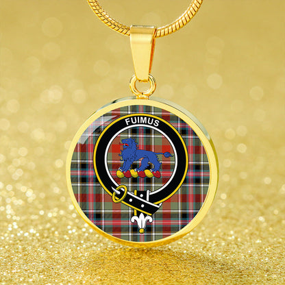 Bruce of Kinnaird Ancient Tartan Crest Circle Necklace