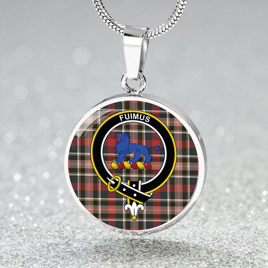 Bruce of Kinnaird Weathered Tartan Crest Circle Necklace