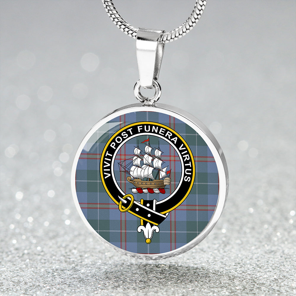Bryson 1988 Weathered Tartan Crest Circle Necklace