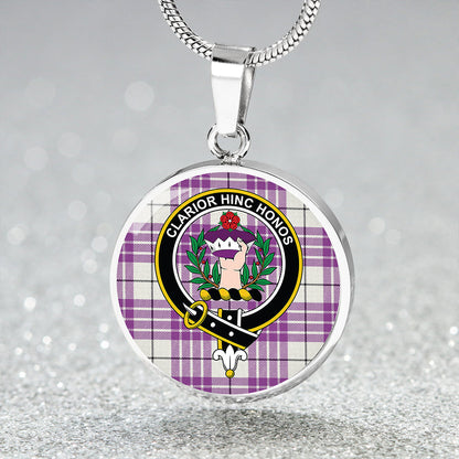 Buchanan Cerise #1 Special Ancient Tartan Crest Circle Necklace