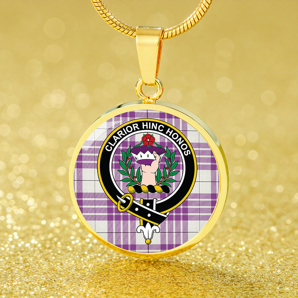 Buchanan Cerise #1 Special Weathered Tartan Crest Circle Necklace