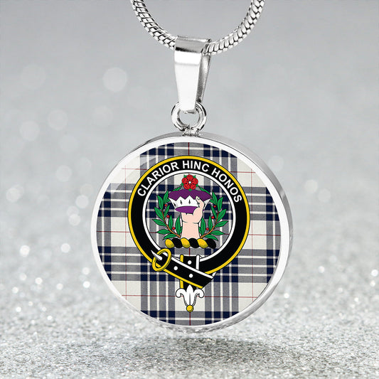 Buchanan Dress Dance Blue Tartan Crest Circle Necklace