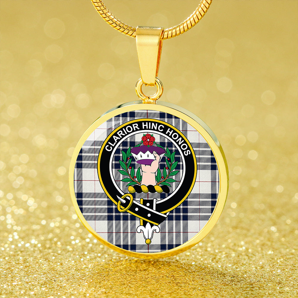 Buchanan Dress Dance Blue Tartan Crest Circle Necklace