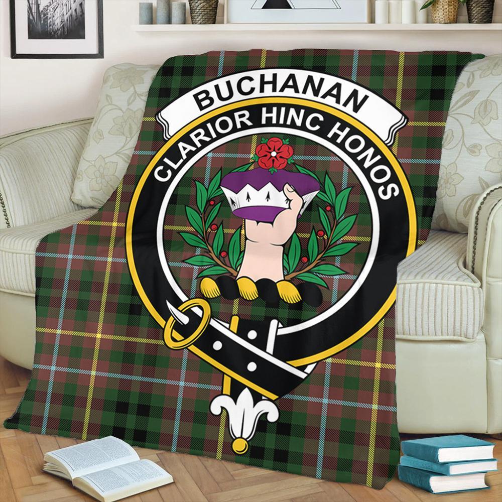 Buchanan Hunting Tartan Crest Premium Blanket