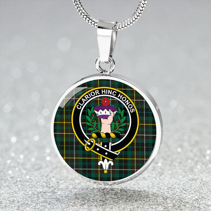 Buchanan Hunting Modern Tartan Crest Circle Necklace