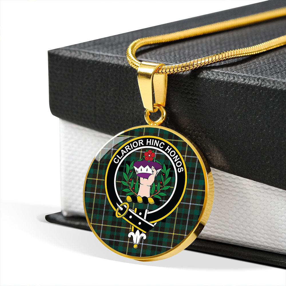 Buchanan Hunting Modern Tartan Crest Circle Necklace