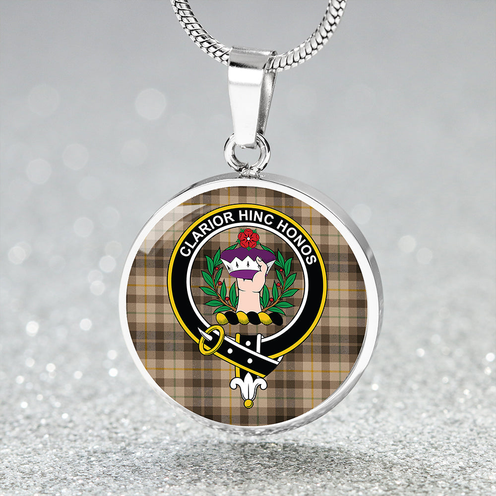 Buchanan Hunting Weathered Tartan Crest Circle Necklace