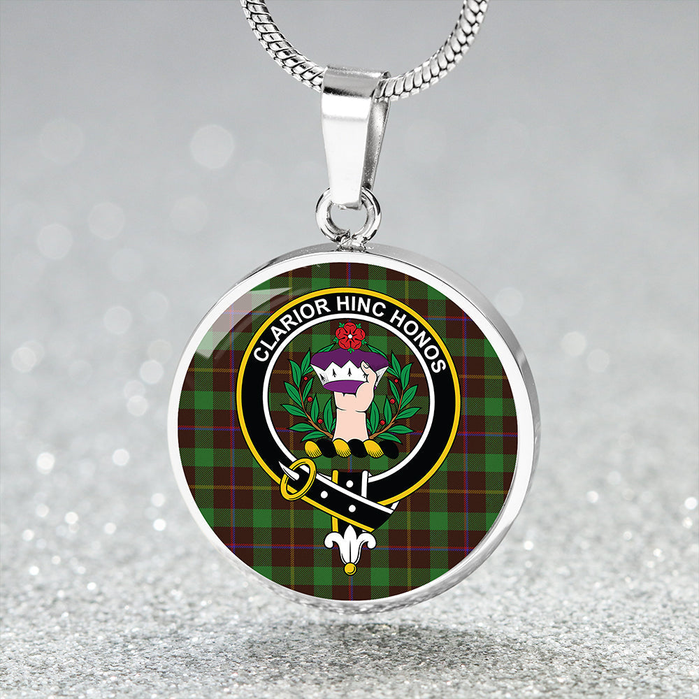 Buchanan Hunting #2 Modern Tartan Crest Circle Necklace