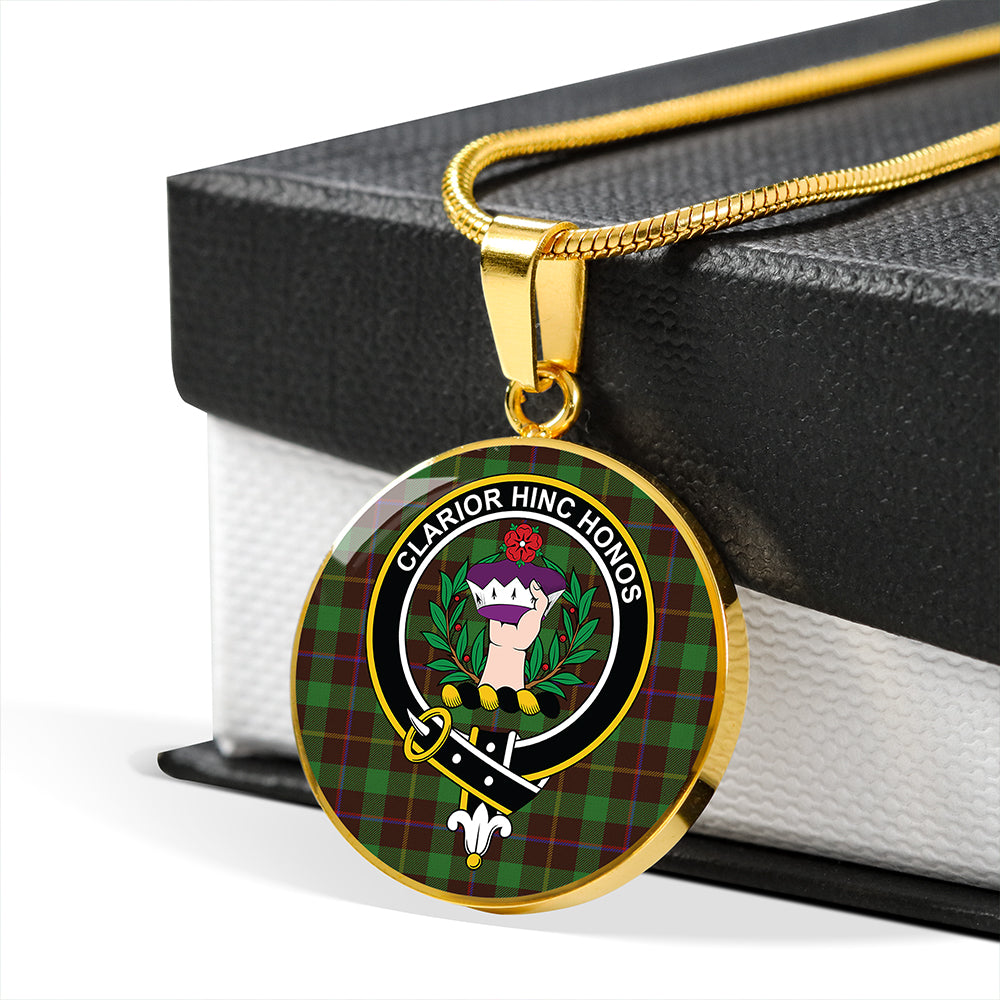 Buchanan Hunting #2 Modern Tartan Crest Circle Necklace