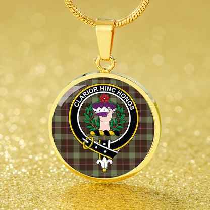 Buchanan Hunting #2 Weathered Tartan Crest Circle Necklace