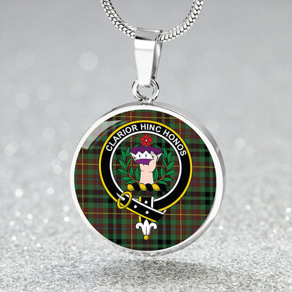 Buchanan Hunting #3 Modern Tartan Crest Circle Necklace