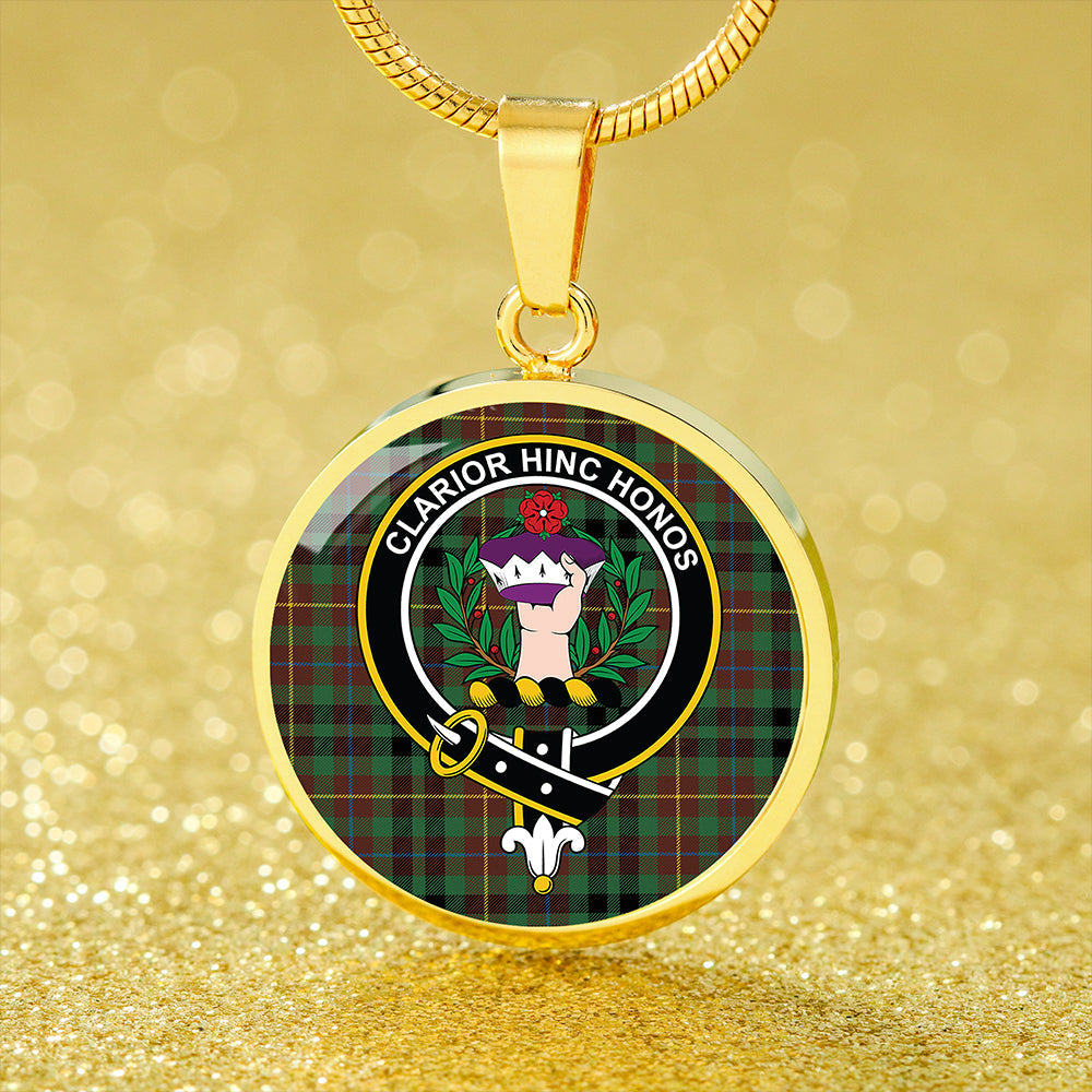 Buchanan Hunting #3 Modern Tartan Crest Circle Necklace