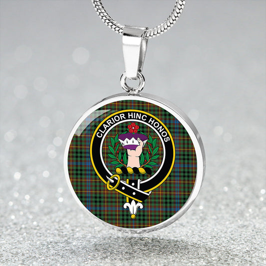 Buchanan Hunting #4 Modern Tartan Crest Circle Necklace