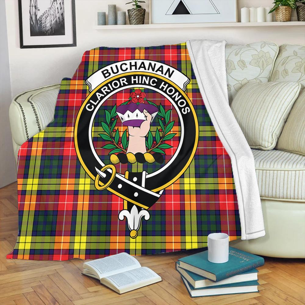 Buchanan Modern Tartan Crest Premium Blanket
