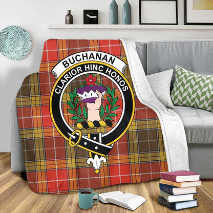 Buchanan Old Set Weathered Tartan Crest Premium Blanket