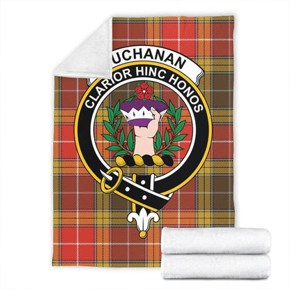 Buchanan Old Set Weathered Tartan Crest Premium Blanket