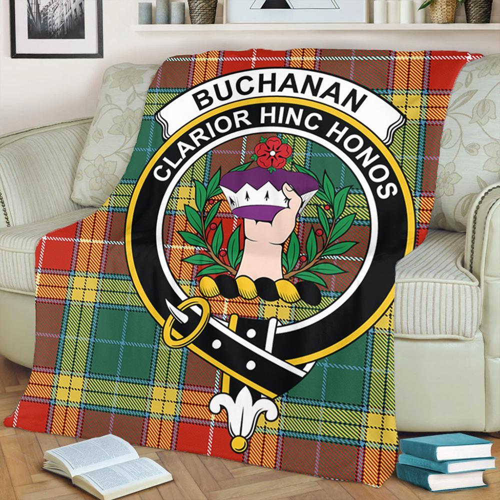 Buchanan Old Sett Tartan Crest Premium Blanket