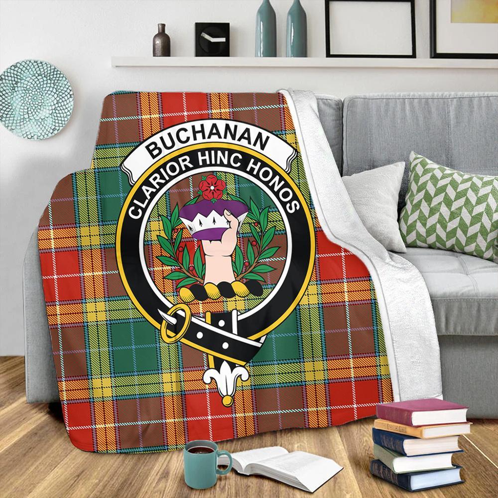 Buchanan Old Sett Tartan Crest Premium Blanket