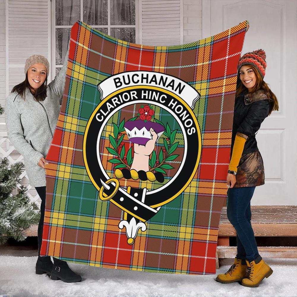 Buchanan Old Sett Tartan Crest Premium Blanket