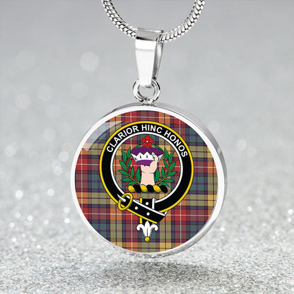 Buchanan Weathered Tartan Crest Circle Necklace