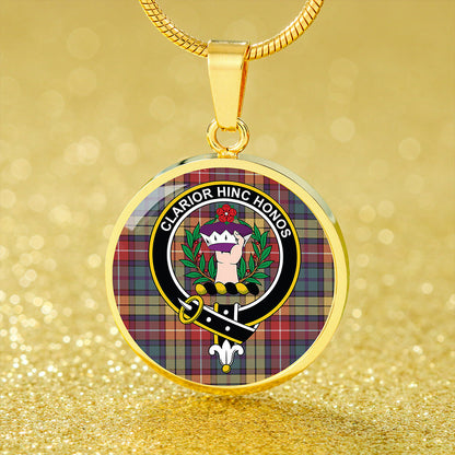 Buchanan Weathered Tartan Crest Circle Necklace