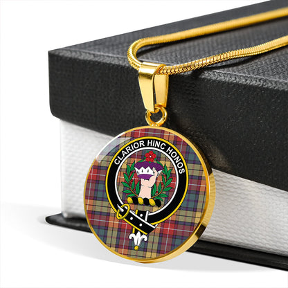 Buchanan Weathered Tartan Crest Circle Necklace